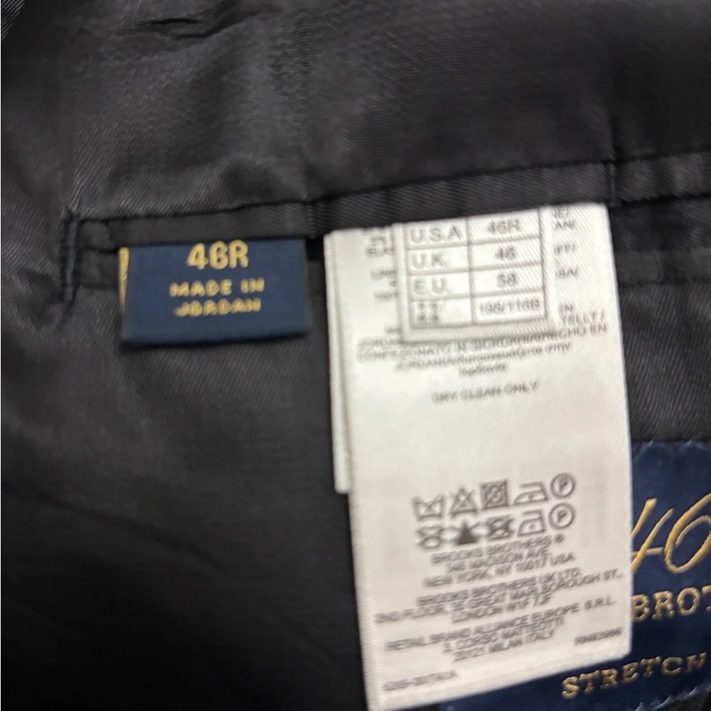 Brooks Brothers Mens Classic fit Suit Jacket Blazer 46 R Black Solid Stretch